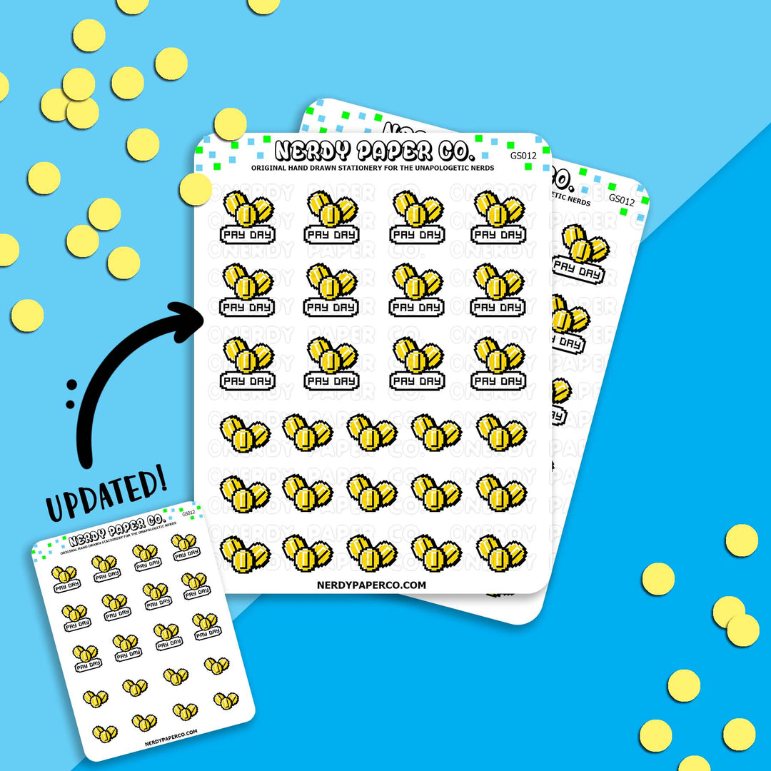 PAY DAY COIN - Hand Drawn Planner Stickers - Deco - GS012