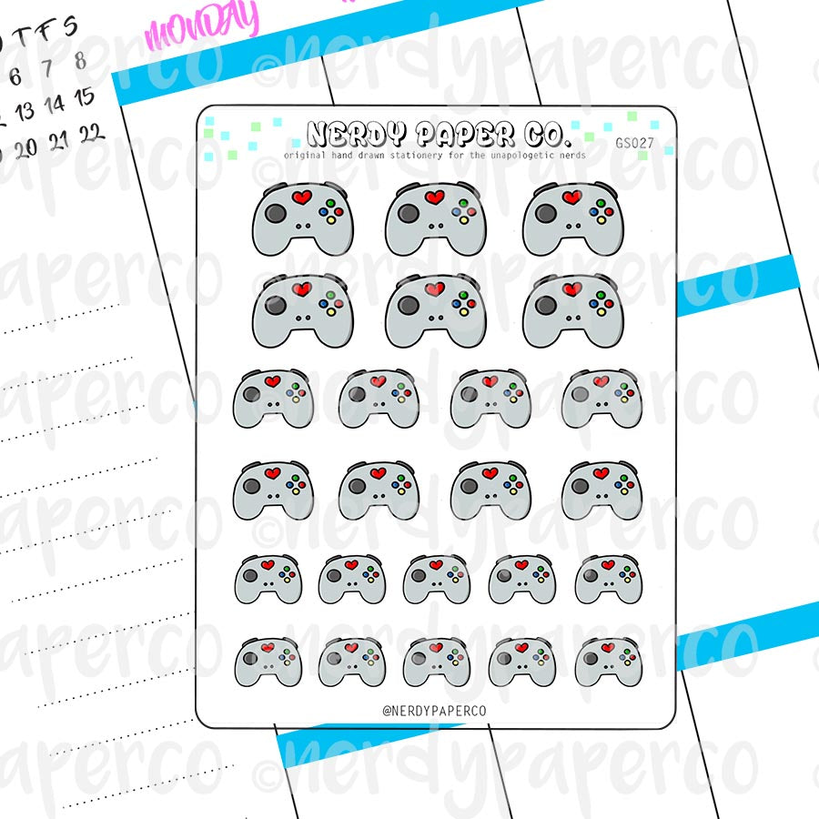 KAWAII GAME CONTROLLER - Hand Drawn Planner Stickers - GS027