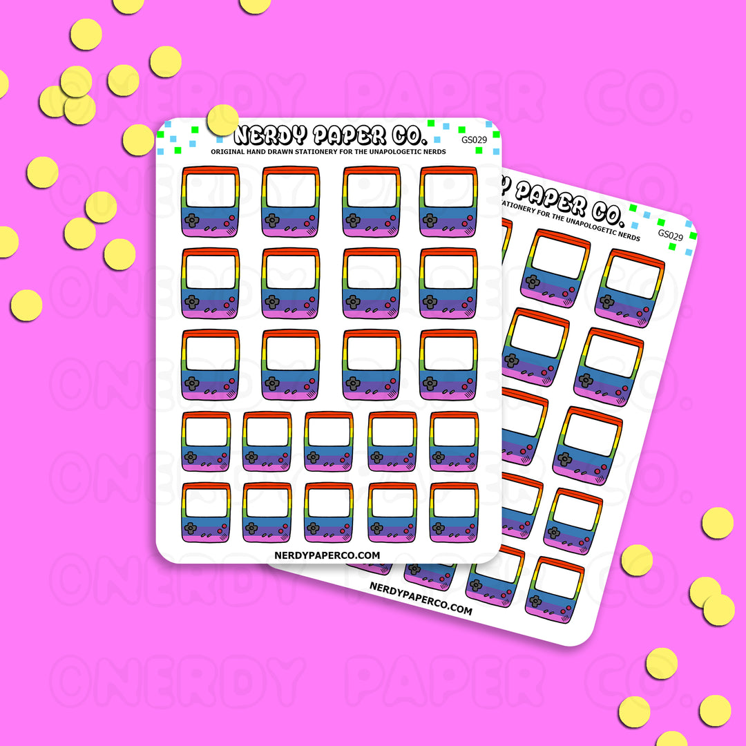 RAINBOW GAMEBOY - Hand Drawn Planner Stickers - Deco -GS029