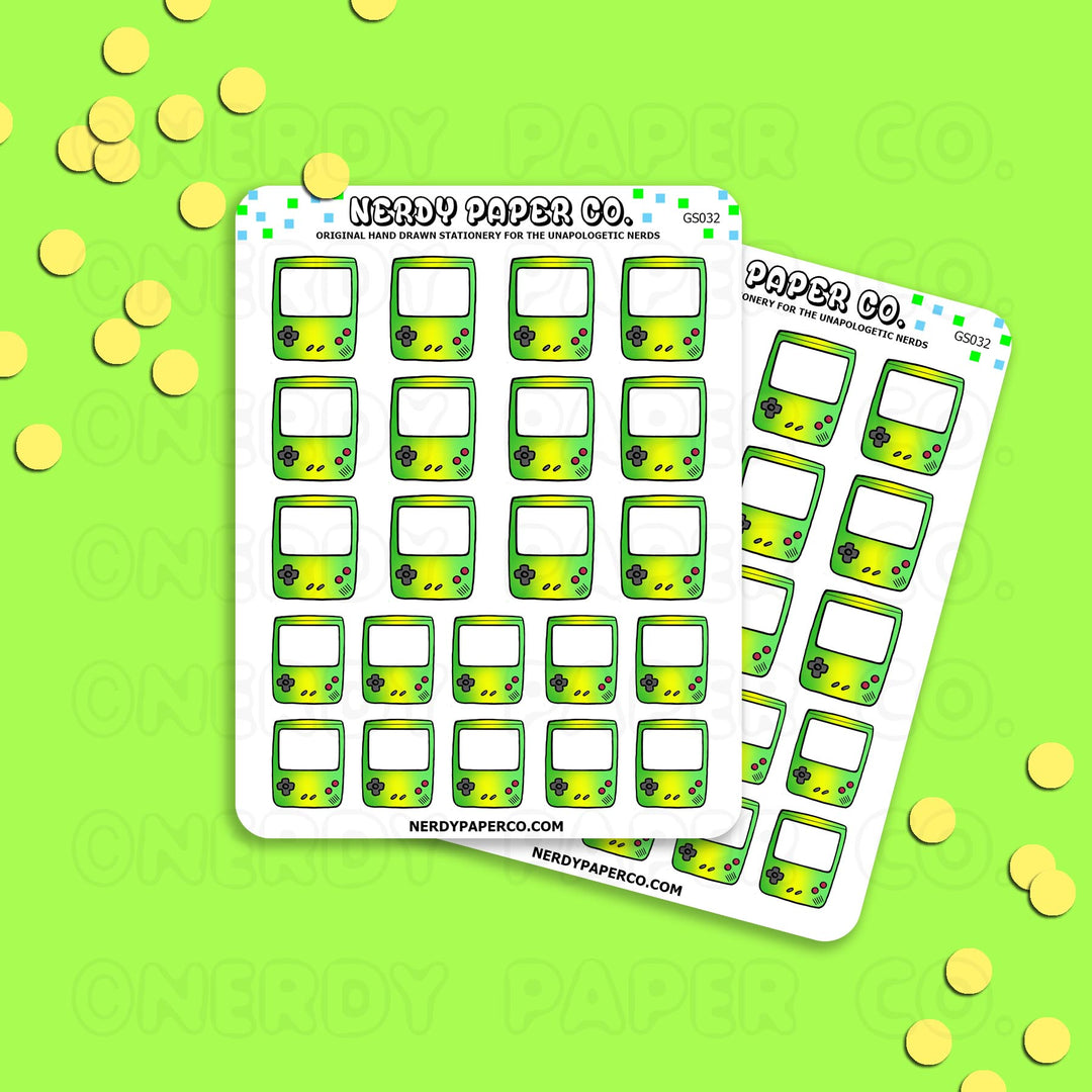 GREEN OMBRE GAMEBOY - Hand Drawn Planner Stickers - Deco -GS032