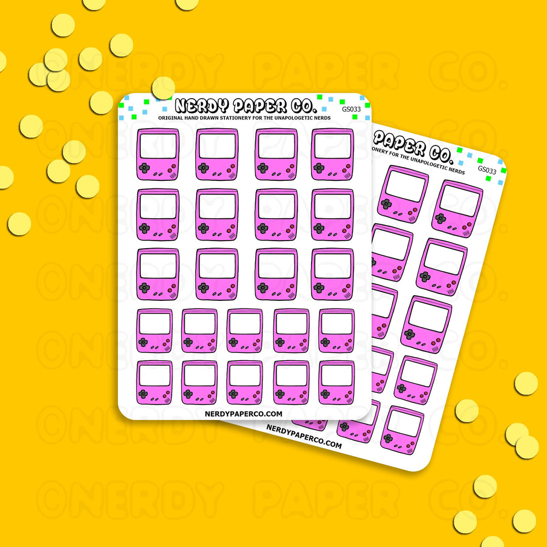 PINK GAMEBOY - Hand Drawn Planner Stickers - Deco -GS033