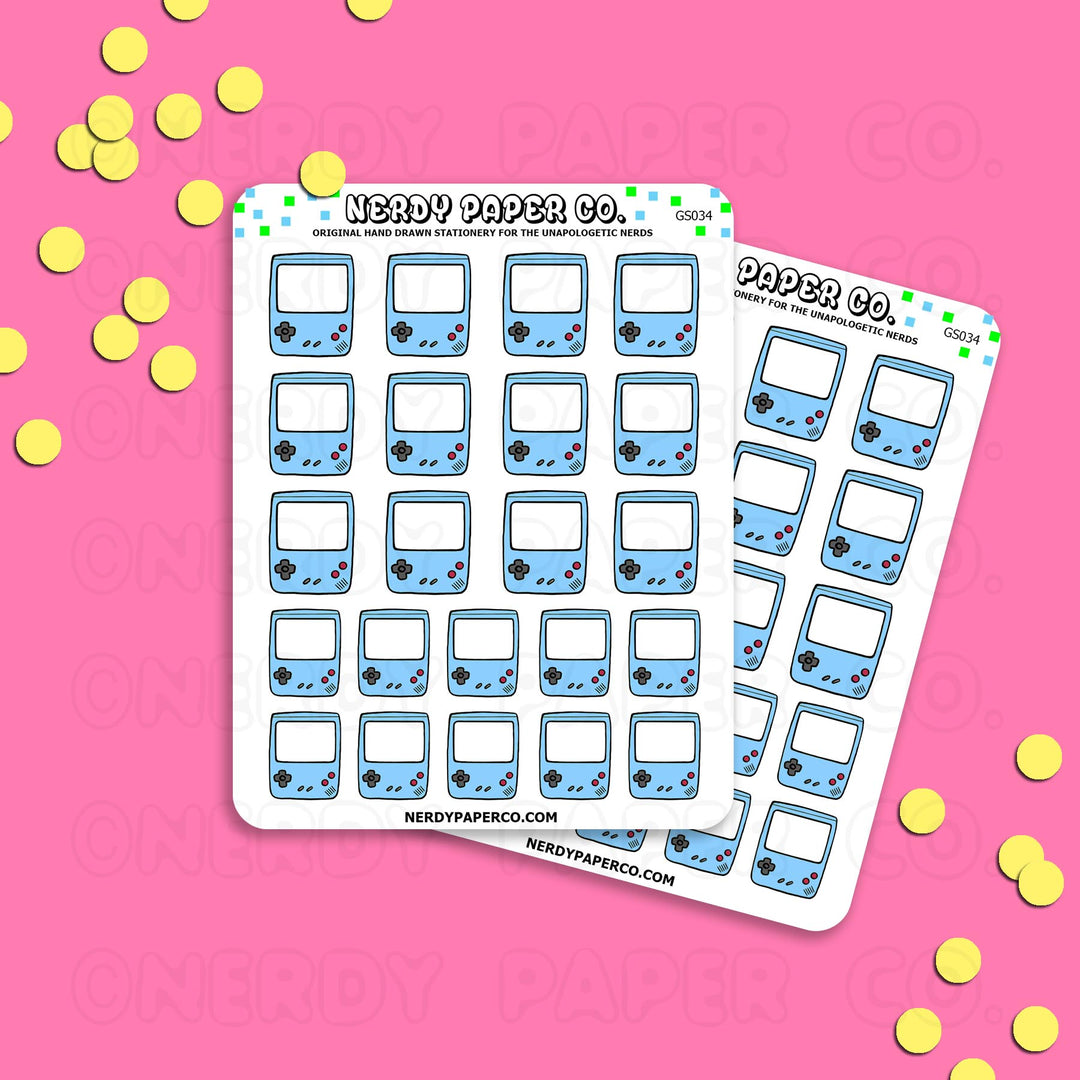 ICE BLUE GAMEBOY - Hand Drawn Planner Stickers - Deco -GS034
