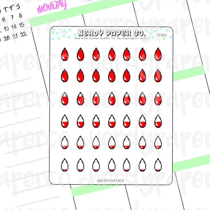 PIXEL PERIOD TRACKER - Hand Drawn Planner Sticker - Deco | HF001