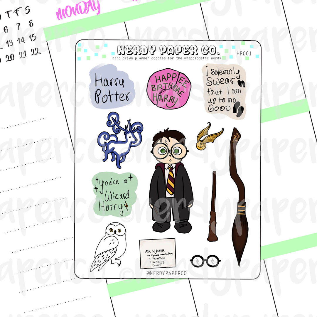 Wizard Boy Sampler | Hand Drawn Stickers - Deco | HP001
