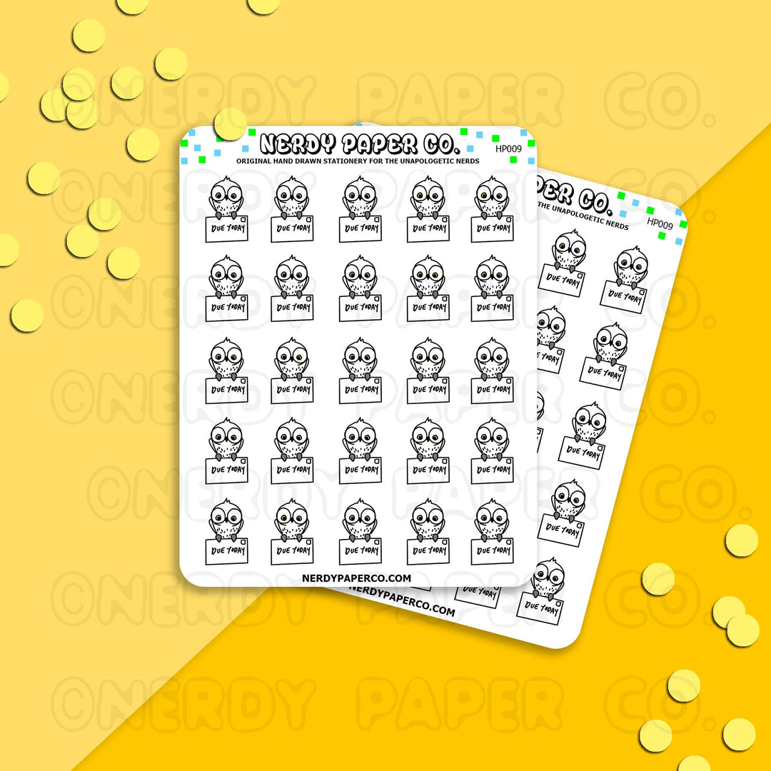 Due Today Owl - Hand Drawn Stickers | HP009