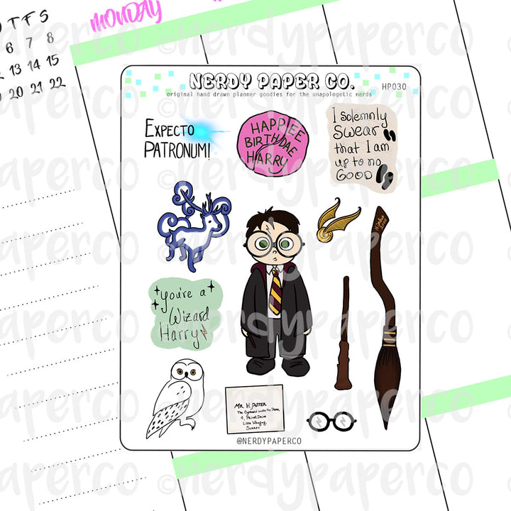 Wizard Boy Sampler | Hand Drawn Stickers - Deco | HP030