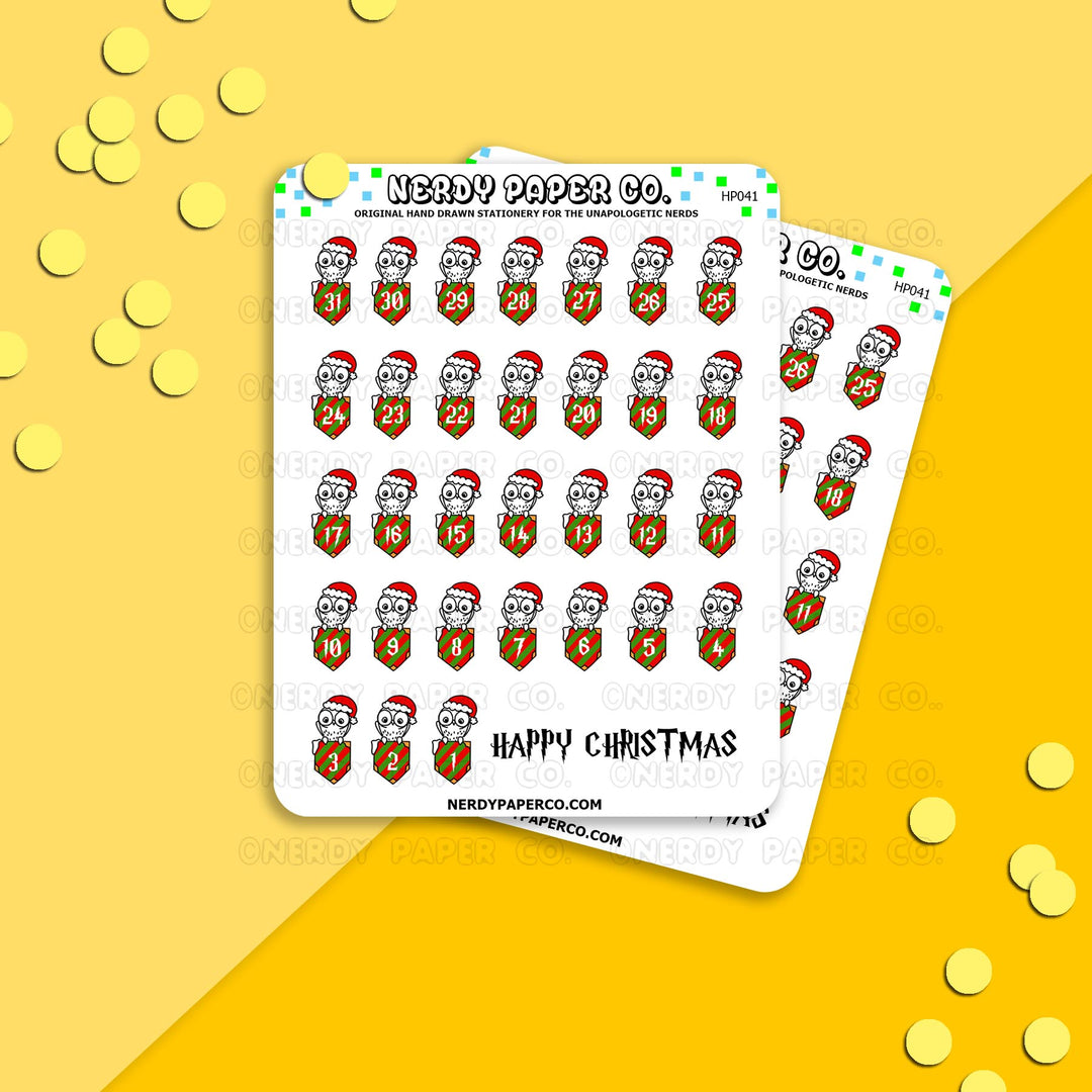 Owl Monthly Date Covers- Christmas Date Covers - Hand Drawn Stickers - HP041