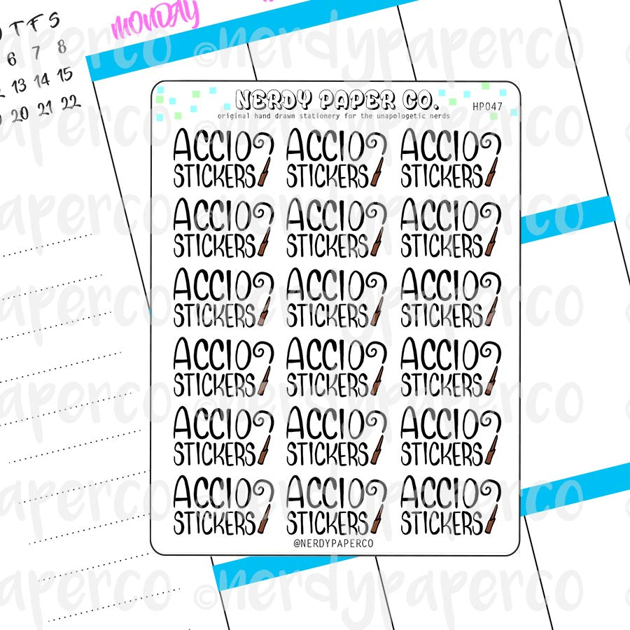 AKKIO STICKERS - Hand Drawn Wizard Inspired Planner Stickers - HP047