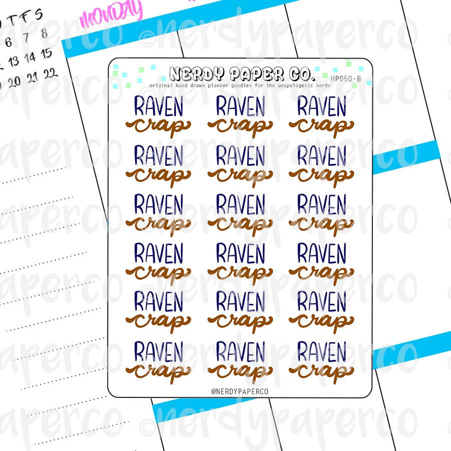 RAVENCRAP- Hand Drawn Wizard House Planner Stickers - HP050