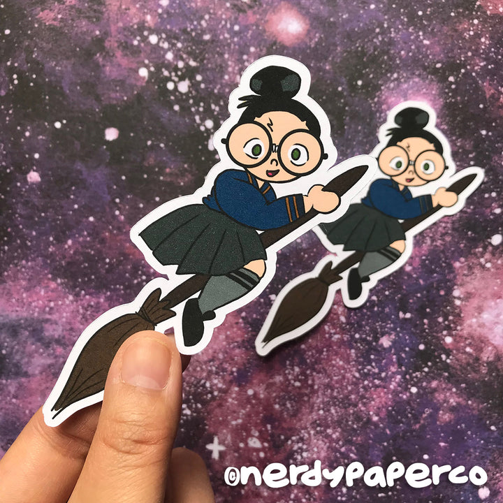 Flying Witch on Broom - Hand Drawn Die Cuts