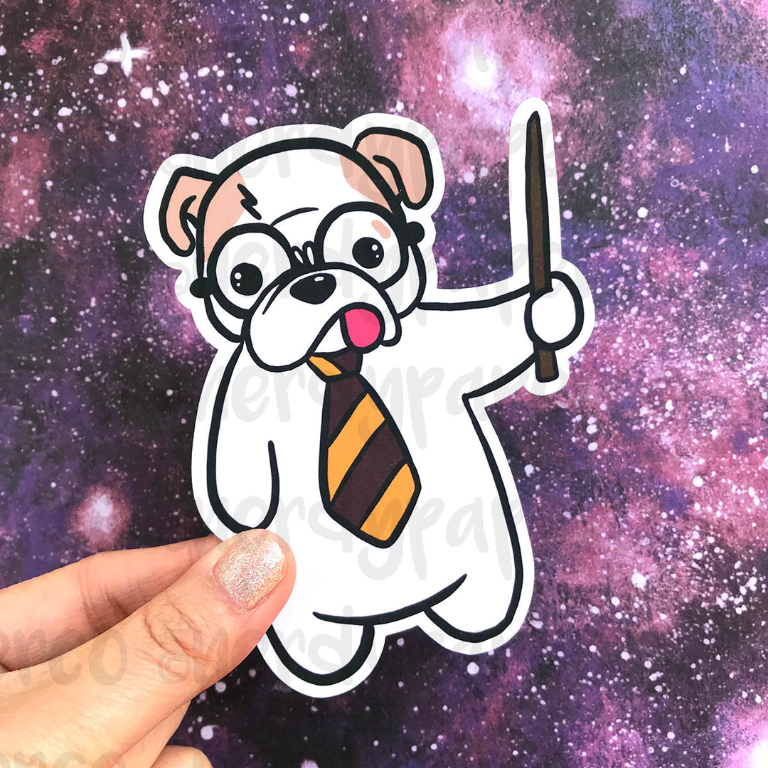THEO PAWTTER WITH WAND AT THE READY! - Hand Drawn Wizard Die Cut