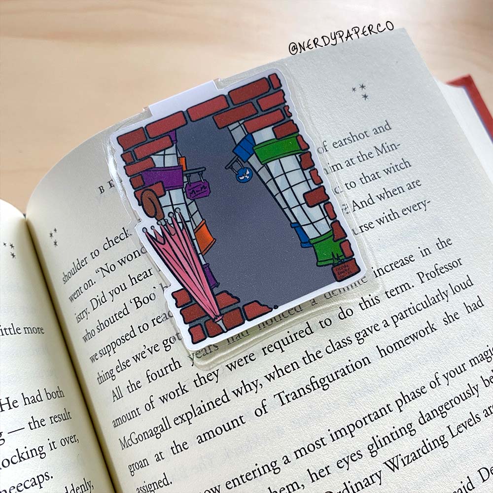 Magical Alley | Hand Drawn Laminated Magnetic Bookmark- MB017