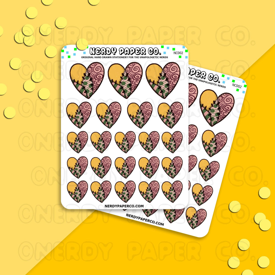 VINTAGE SALLY HEARTS - Hand Drawn Planner Stickers - NC002