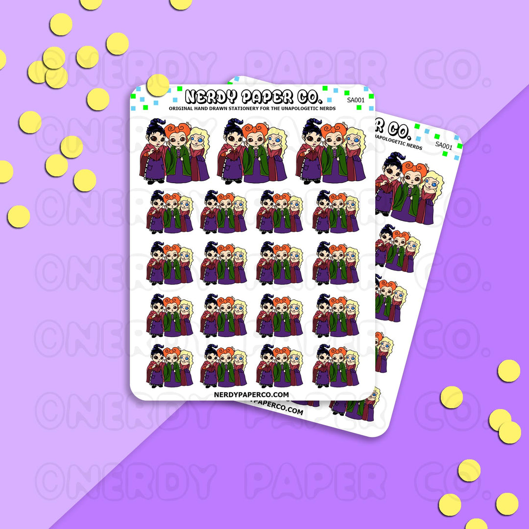SANDERSON SISTERS - Hand Drawn Planner Stickers - Deco - SA001