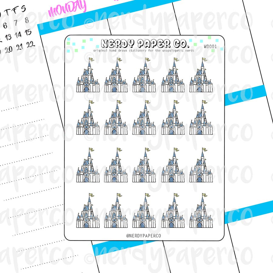 MAGICAL CASTLE - Hand Drawn Planner Stickers - Deco - WD001