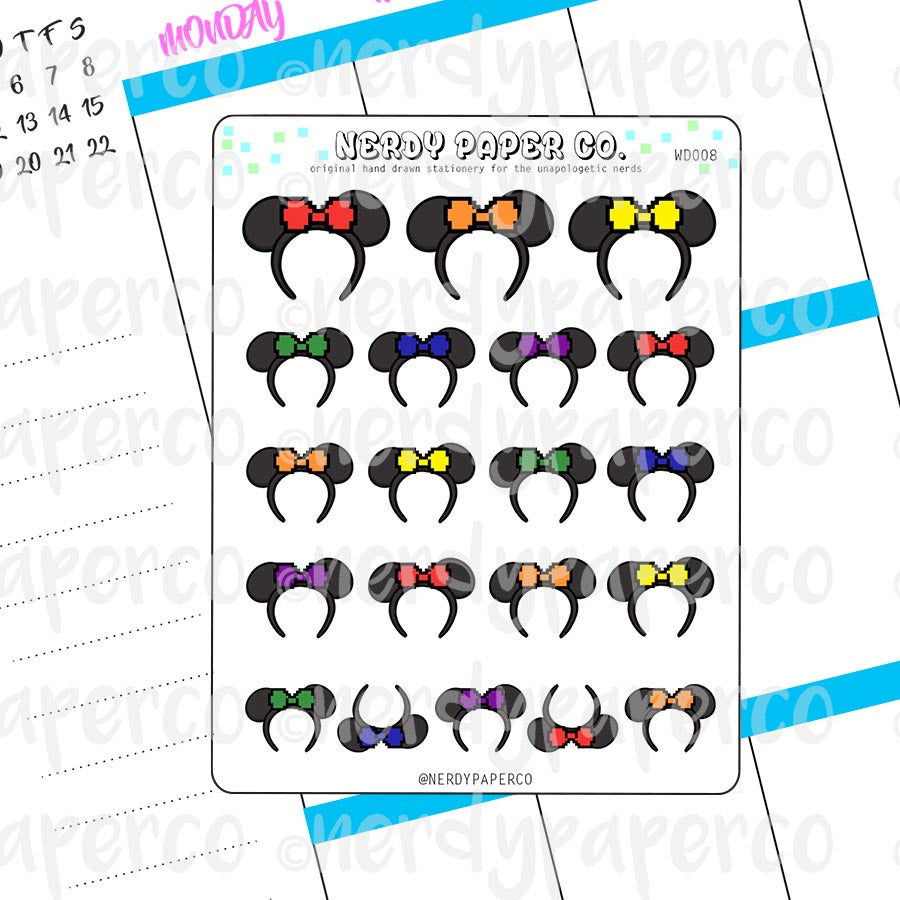 BOLD PIXEL MOUSE EARS - Hand Drawn Planner Stickers - Deco - WD008