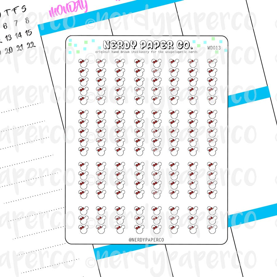 LADY MOUSE BULLETS - Hand Drawn Planner Stickers - Deco - WD013