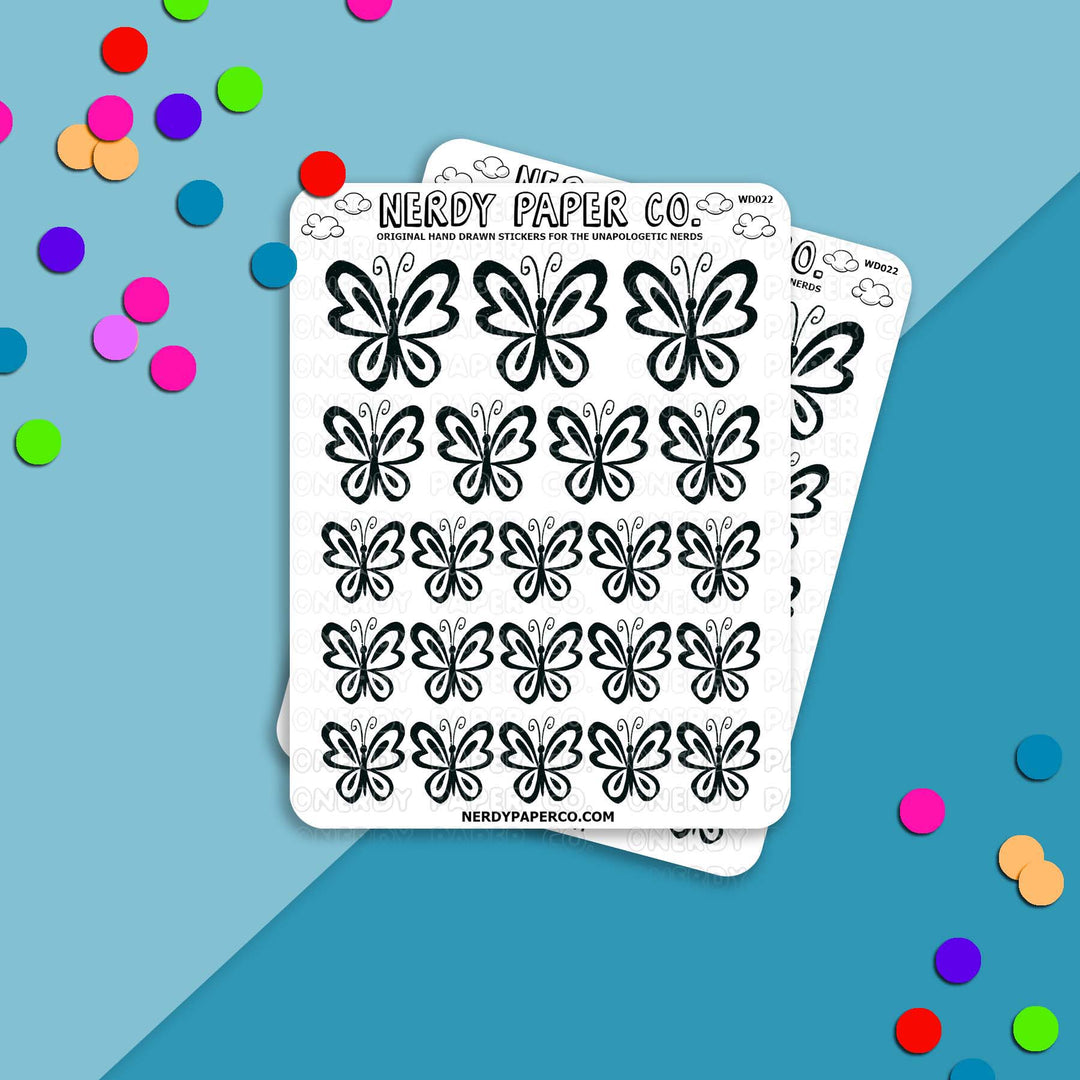 'Enchanted' Butterfly Doodle- Hand Drawn Planner Stickers - WD022