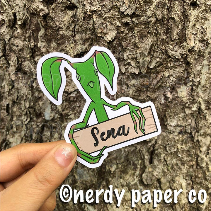 Custom Name Magical Plant Creature - Hand Drawn Waterproof Vinyl Sticker