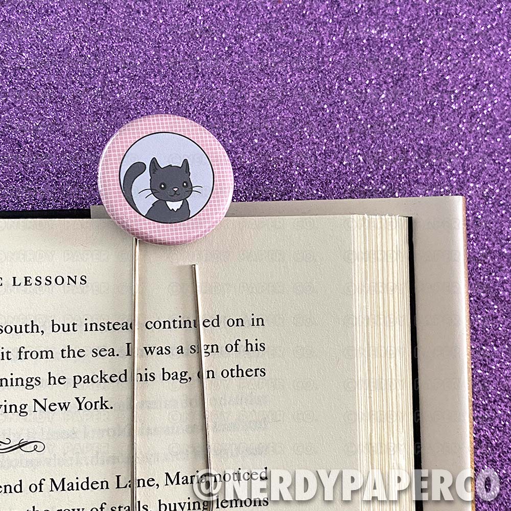 Magical Cat Plate | Hand Drawn Wizard Badge Book Clip - BC003
