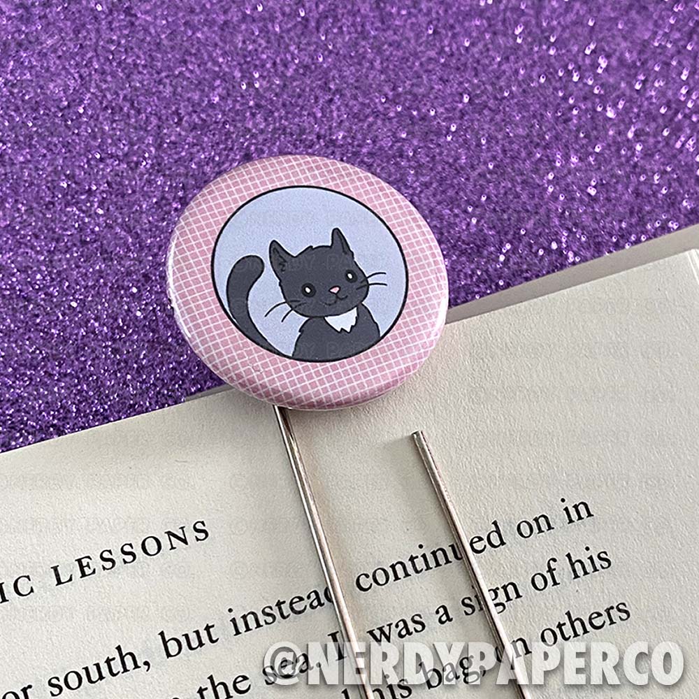 Magical Cat Plate | Hand Drawn Wizard Badge Book Clip - BC003