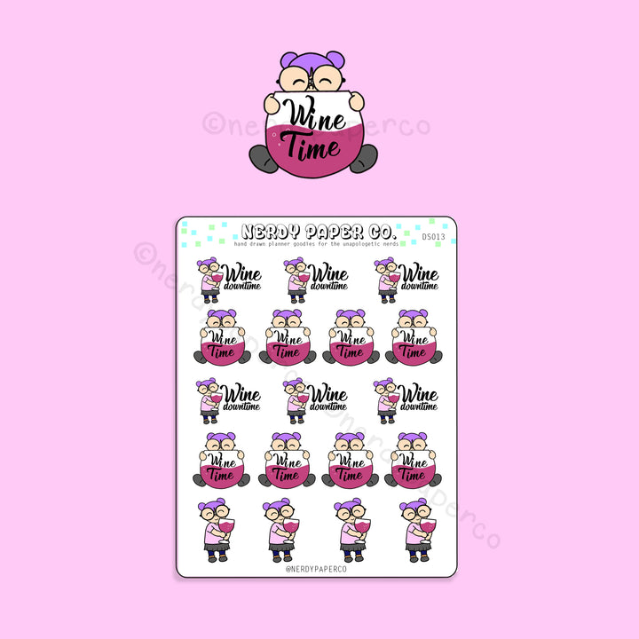 WINE TIME - Hand Drawn Planner Stickers - DS013