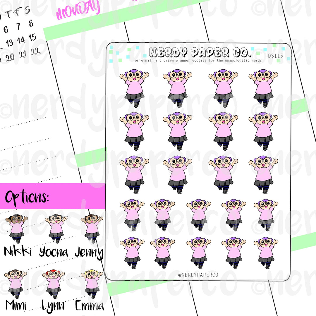 JUMPING KAYLA / Hand Drawn Planner Stickers / Deco - DS115