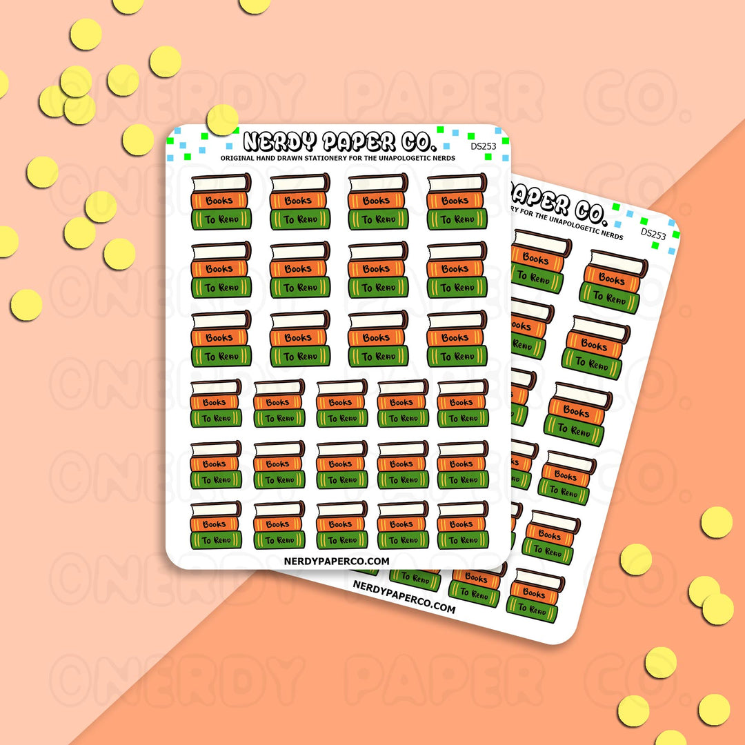 BOOKS TO READ PILE - Hand Drawn Planner Stickers - DS253