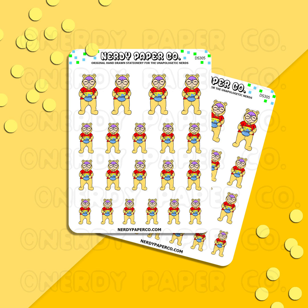 KAYLA POOH - Hand Drawn Planner Stickers - DS305