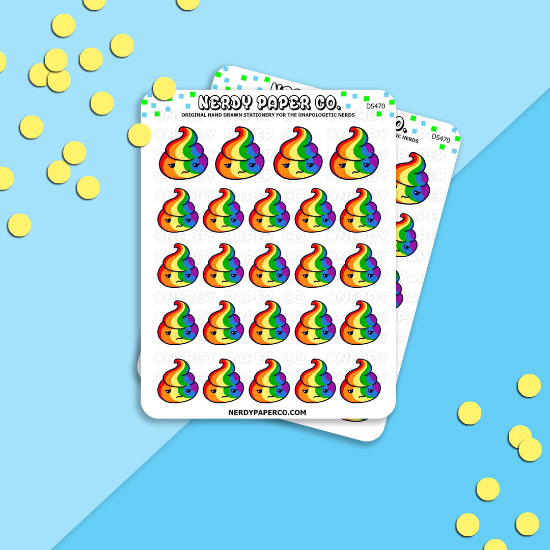 RAINBOW POO - Hand Drawn Planner Stickers -DECO - DS470