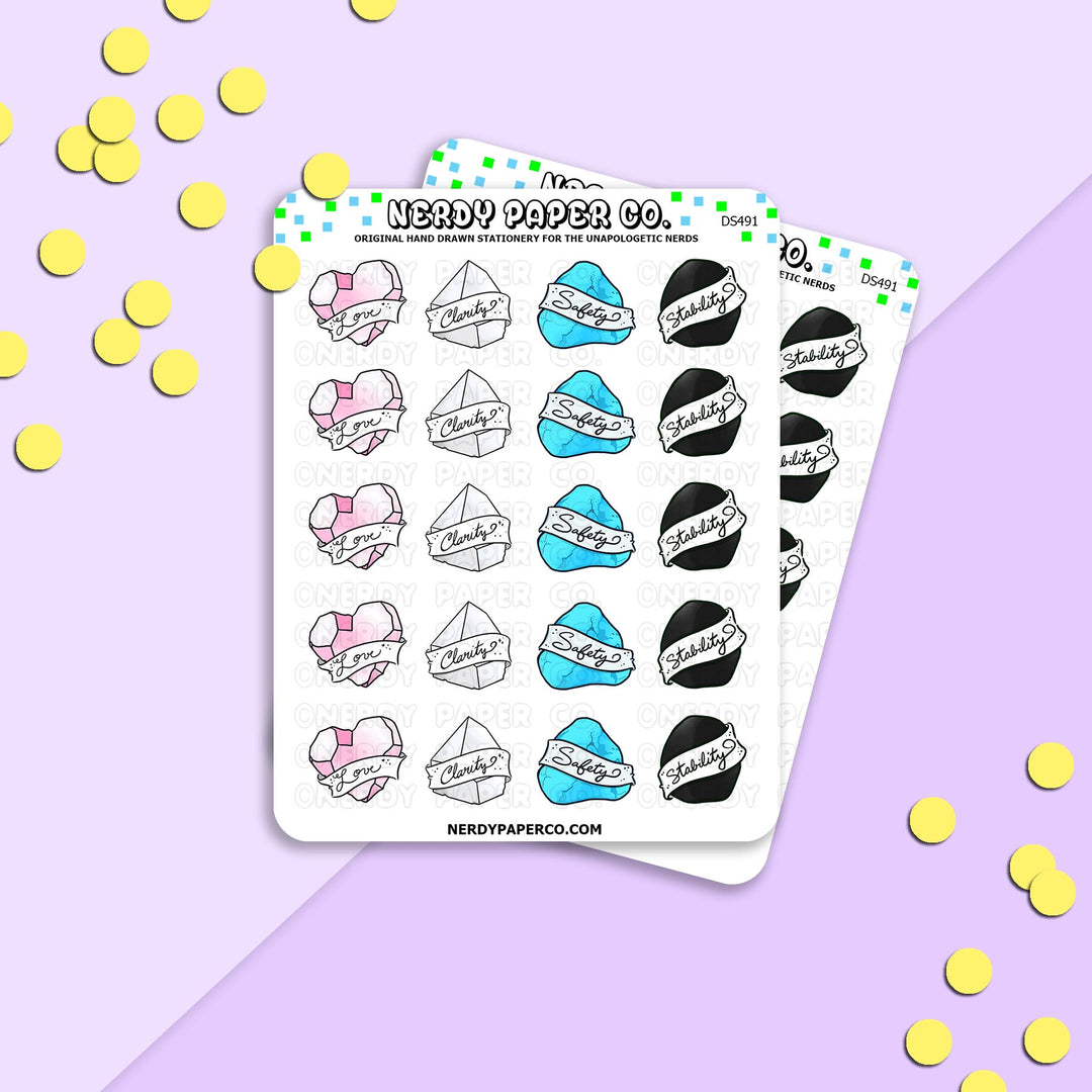 CRYSTALS | PT 1 - Hand Drawn Planner Stickers - Deco - DS491