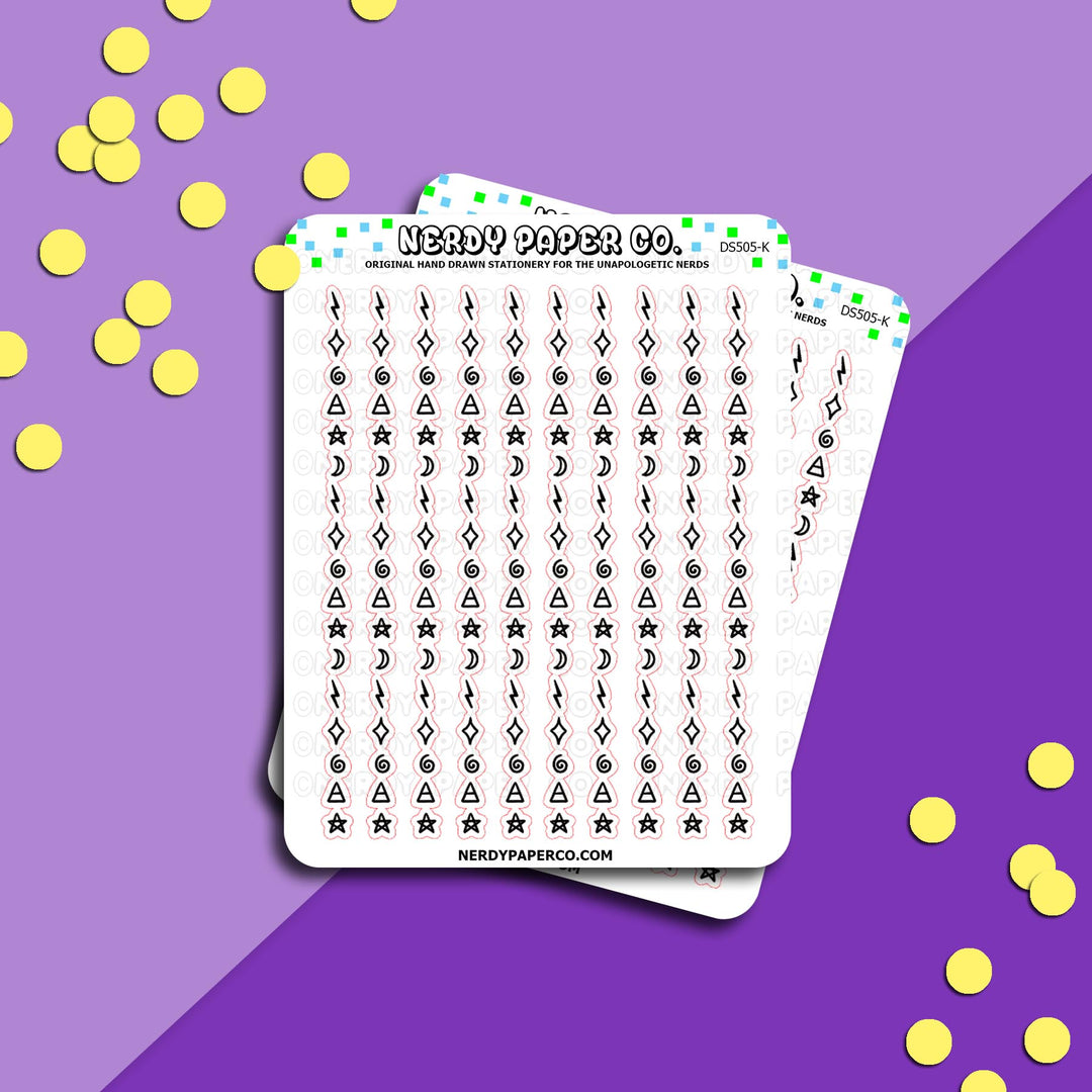 MAGICAL SYMBOL STRIPS - Hand Drawn Stickers Deco | DS505-K