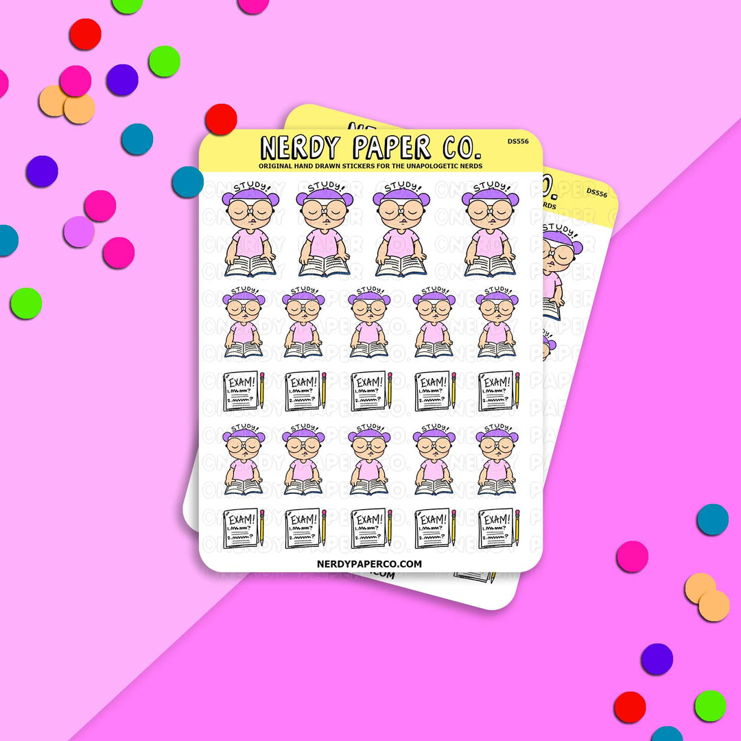 Study Time Kayla - Hand Drawn Planner Stickers - DS556