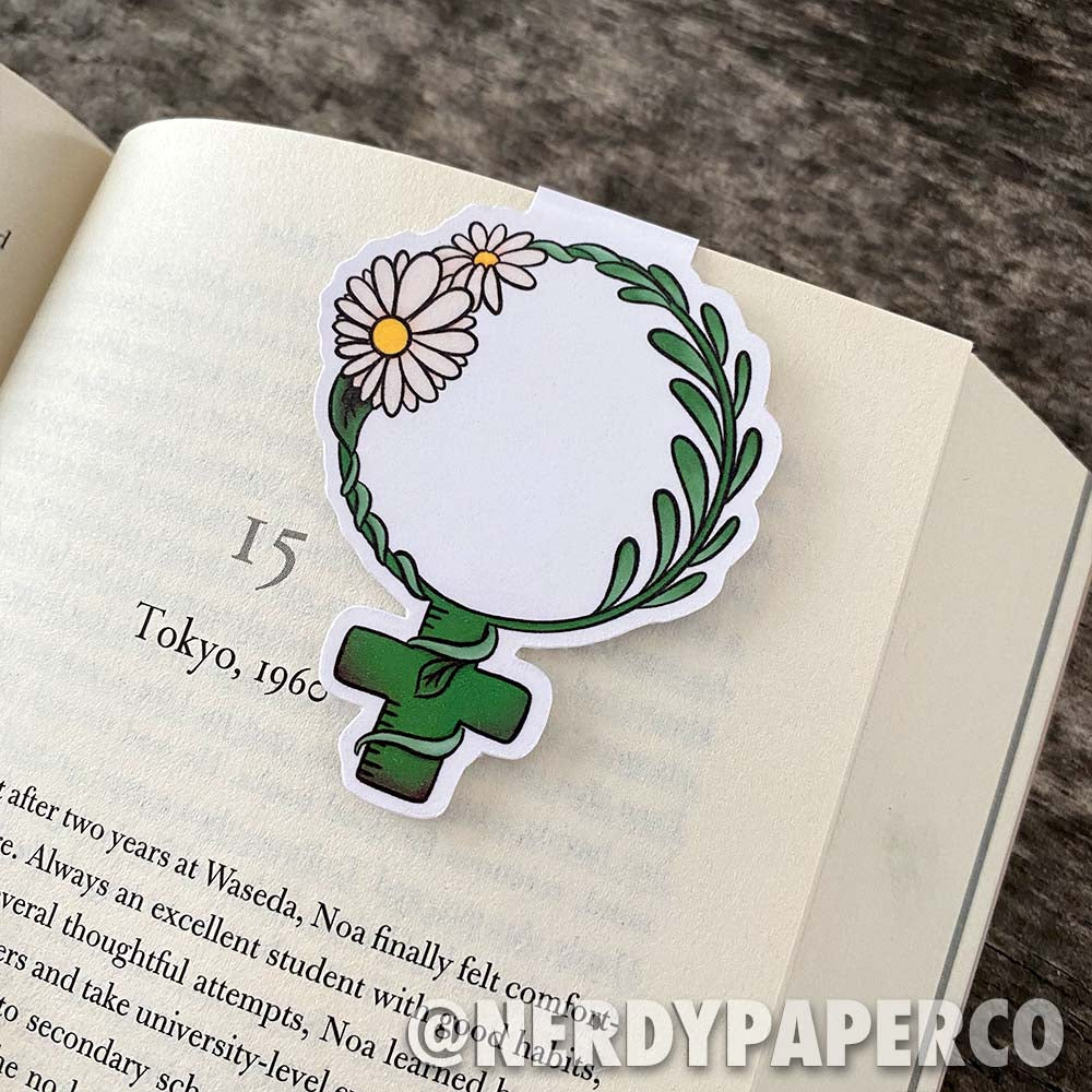 Floral Feminist | Hand Drawn Magnetic Bookmark- MB008