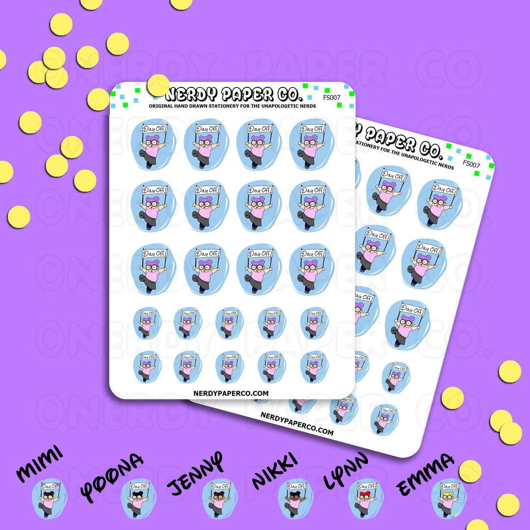 DAY OFF - Hand Drawn Planner Stickers - Deco - Gift | FS007
