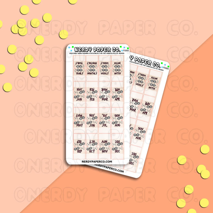 POTTA PLANNER TABS - Hand Drawn Functional Planner Stickers - FS085
