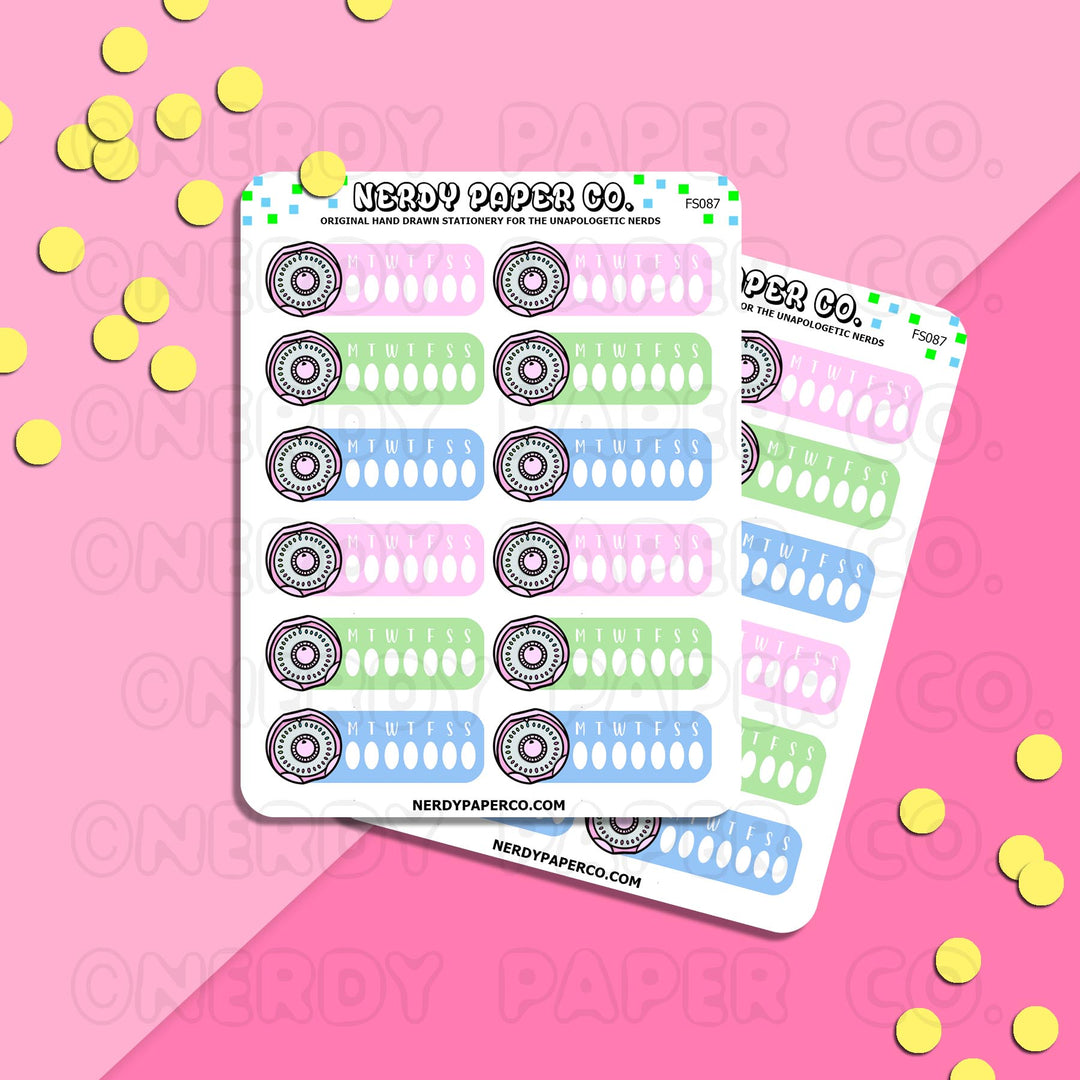 BIRTH CONTROL TRACKER | Hand Drawn Planner Stickers - Deco | FS087