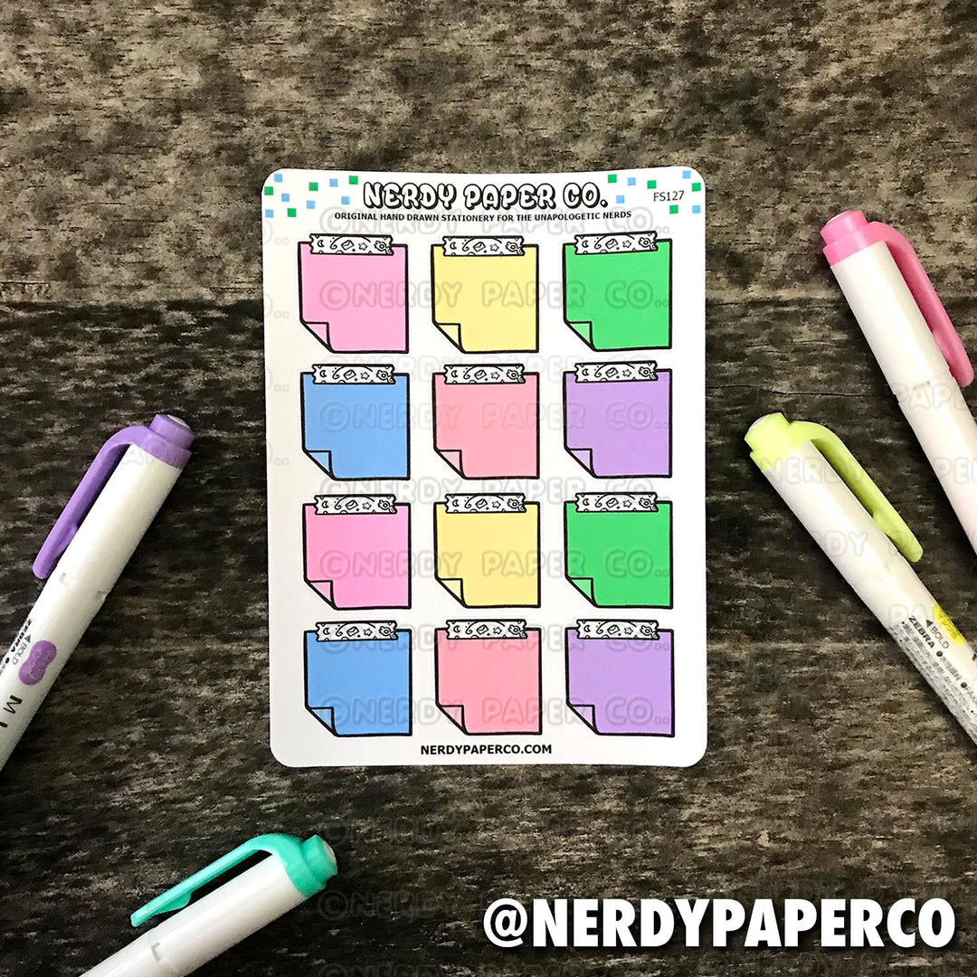 Sticky Notes | Pastel - Hand Drawn Functional Planner Stickers -FS127