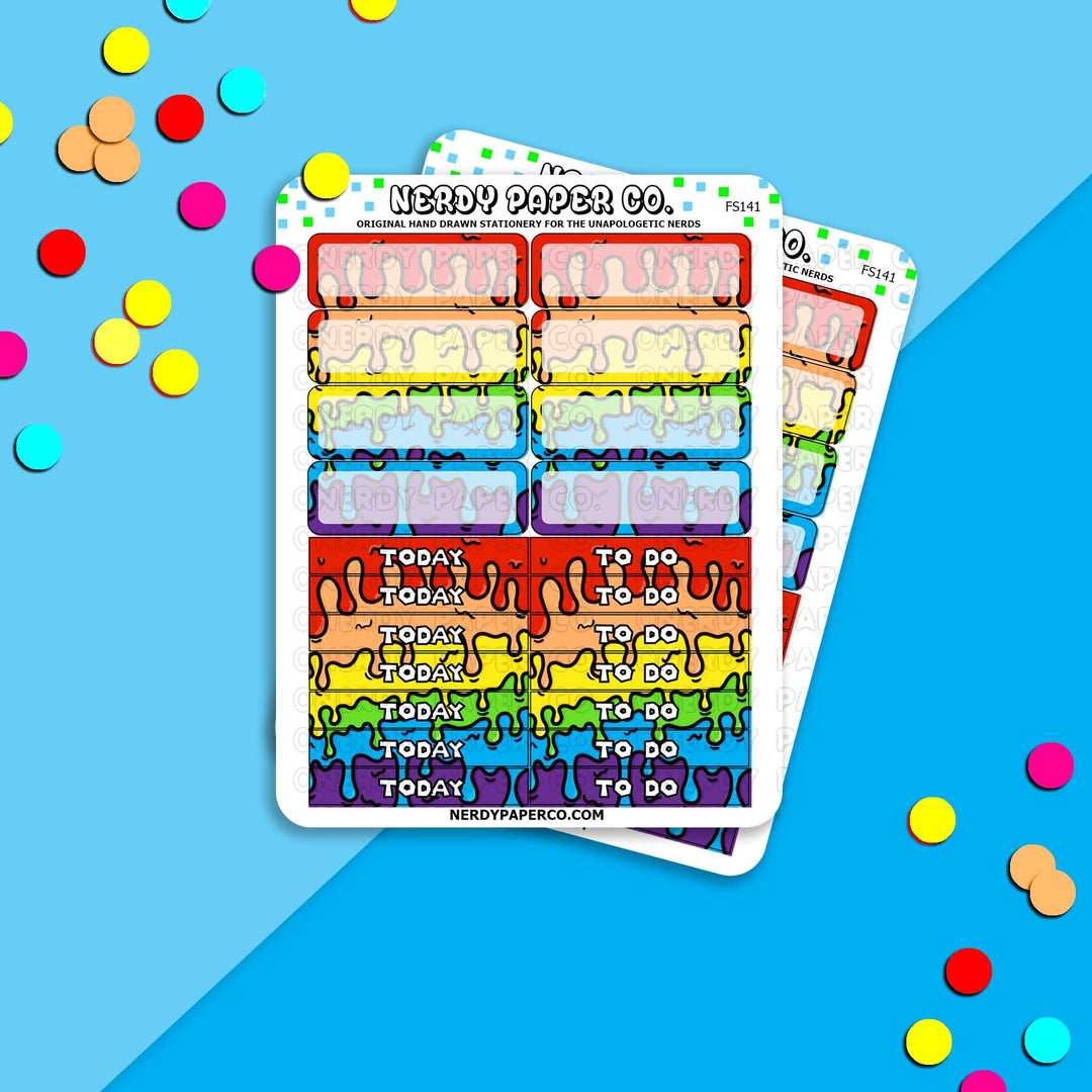 PRIDE PAINT | HEADERS + QUARTERS - Hand Drawn Planner Stickers - FS141