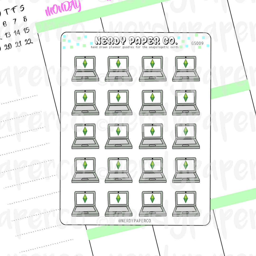 SIMS GAMETIME - Hand Drawn Planner Stickers - Deco - GS009