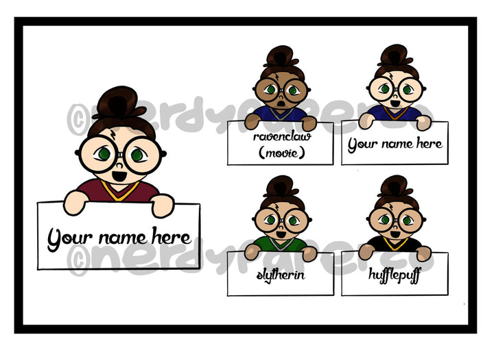 CUSTOM NAME | Hand Drawn House Name Badge Die Cut Planner Personalized Fanart