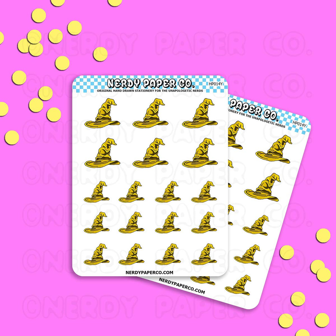YELLOW MAGICAL HAT - Hand Drawn Stickers Deco | HP014-Y