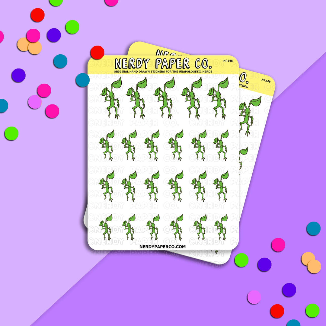 Little Green Magical Creature - Hand Drawn Stickers - HP148