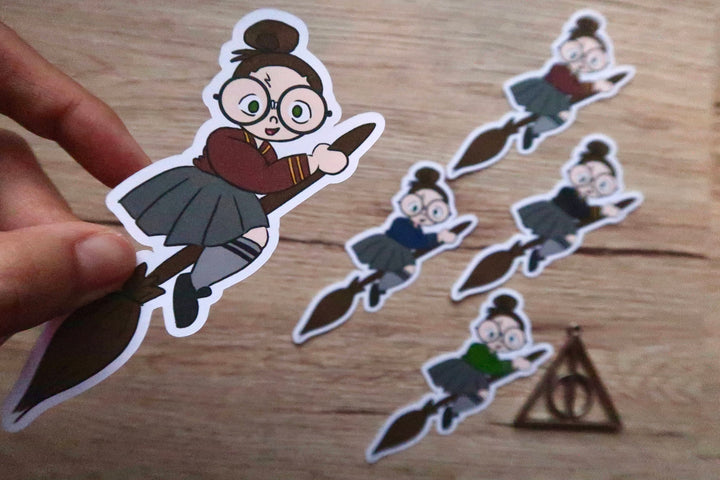 Flying Witch on Broom - Hand Drawn Die Cuts