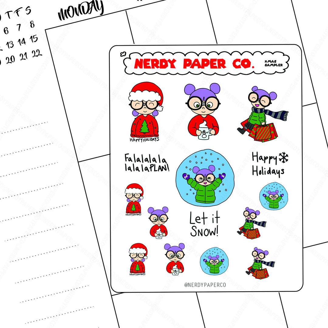 CHRISTMAS SAMPLER - Hand Drawn Planner Stickers Deco
