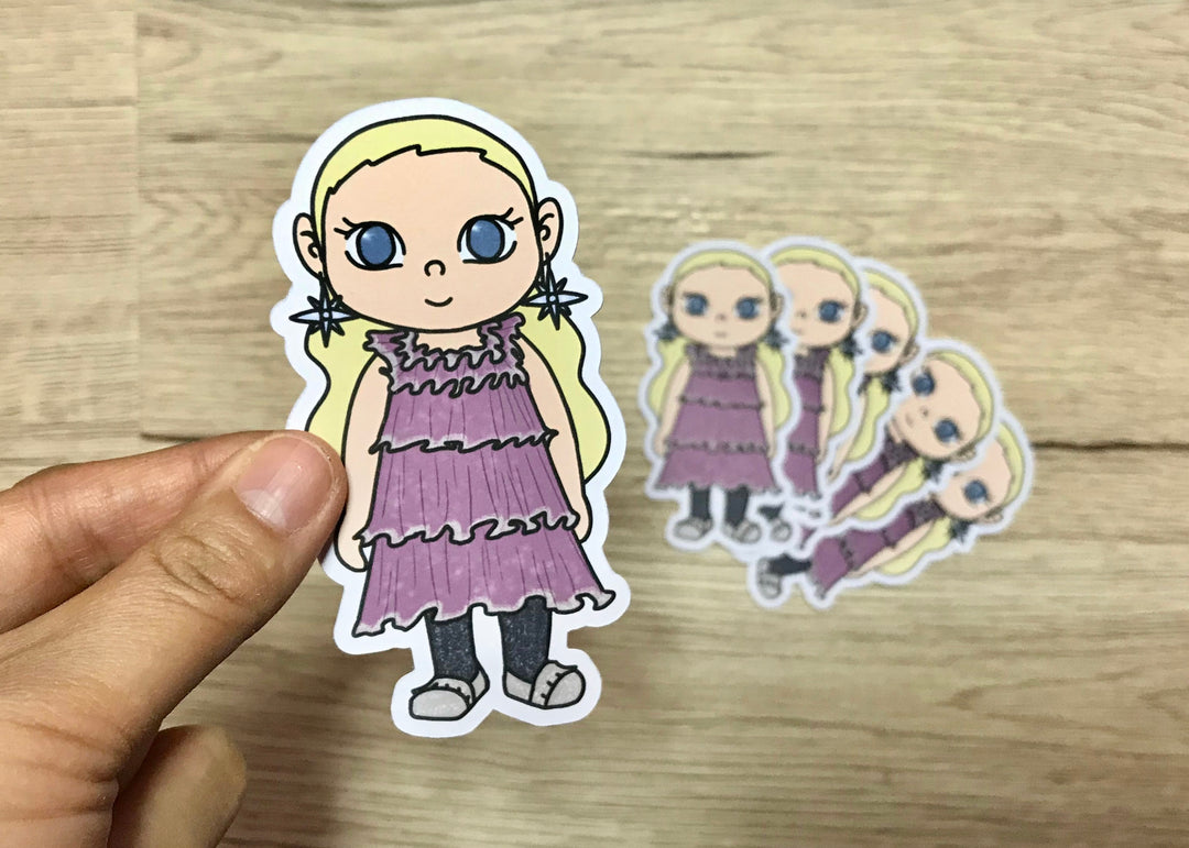 QUIRKY WITCH GOES FANCY - Hand Drawn Die Cut Chibi