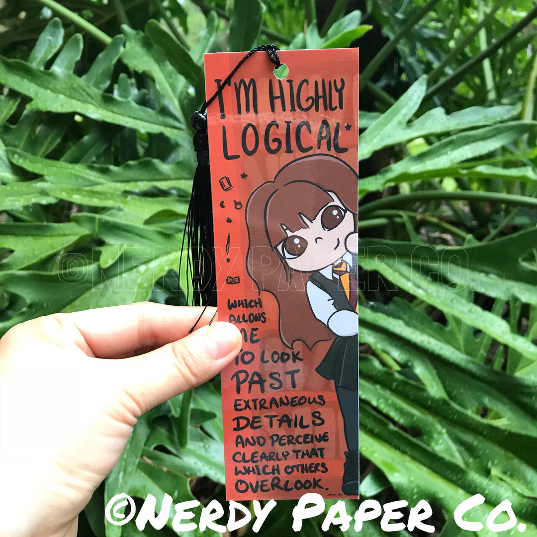 ‘HIGHLY LOGICAL’ BOOKMARK | Hand Drawn Wizard Beaded Bookmark