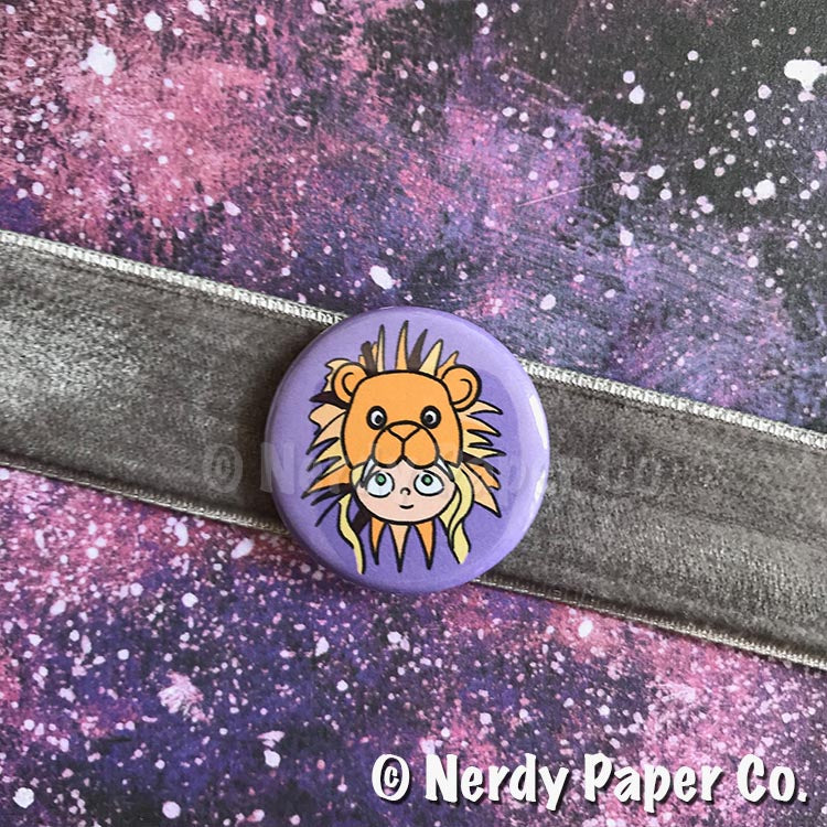 QUIRKY LION PIN BADGE |  Wizard  | Handmade Pin Badge
