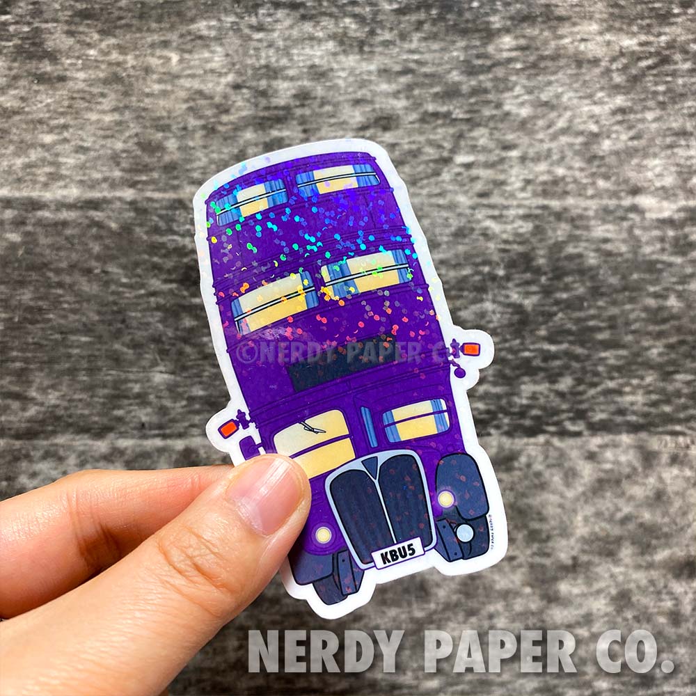 Magical Bus - Hand Drawn Wizard Holographic Vinyl Sticker - WP