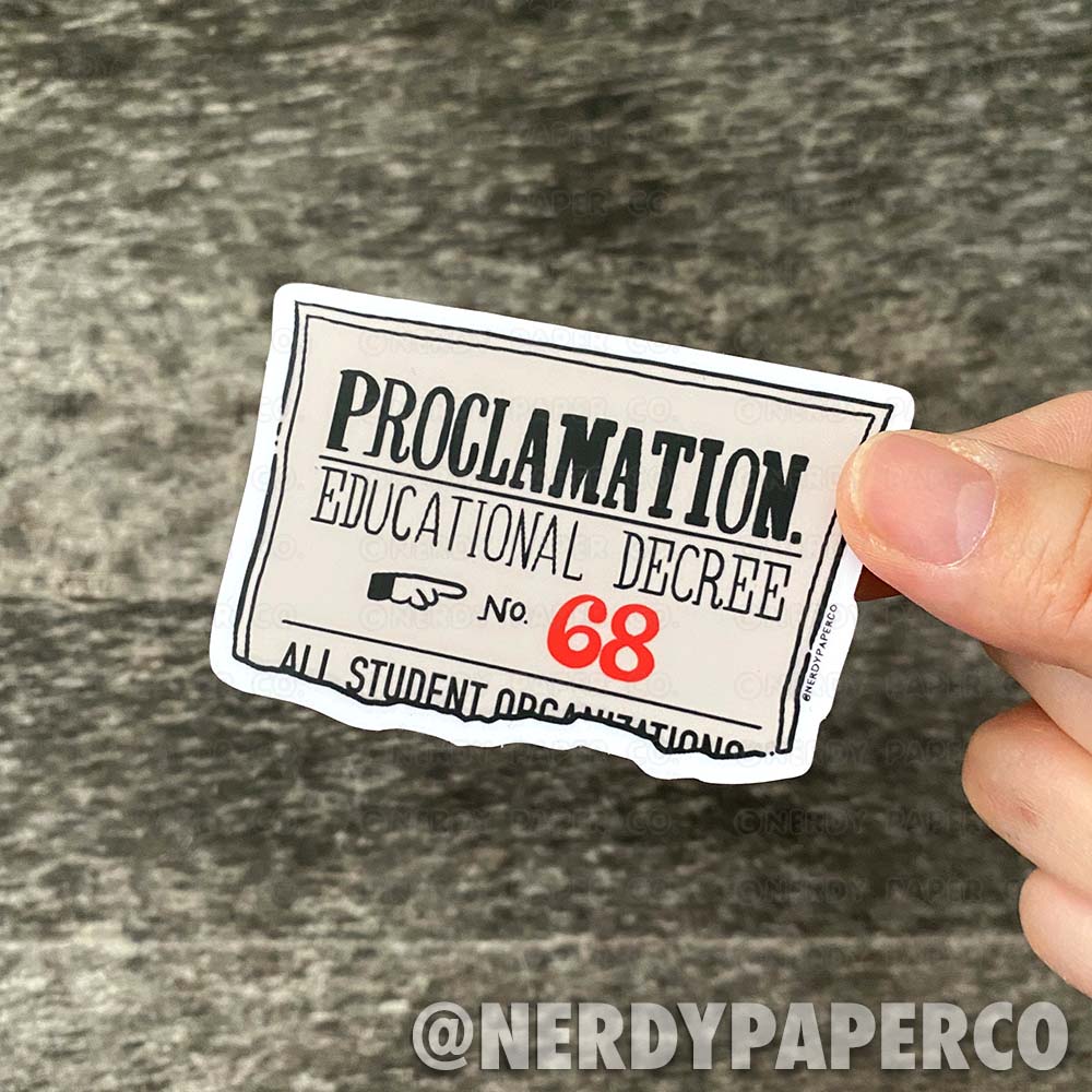 Proclamation - Hand Drawn Wizard Waterproof Vinyl Sticker